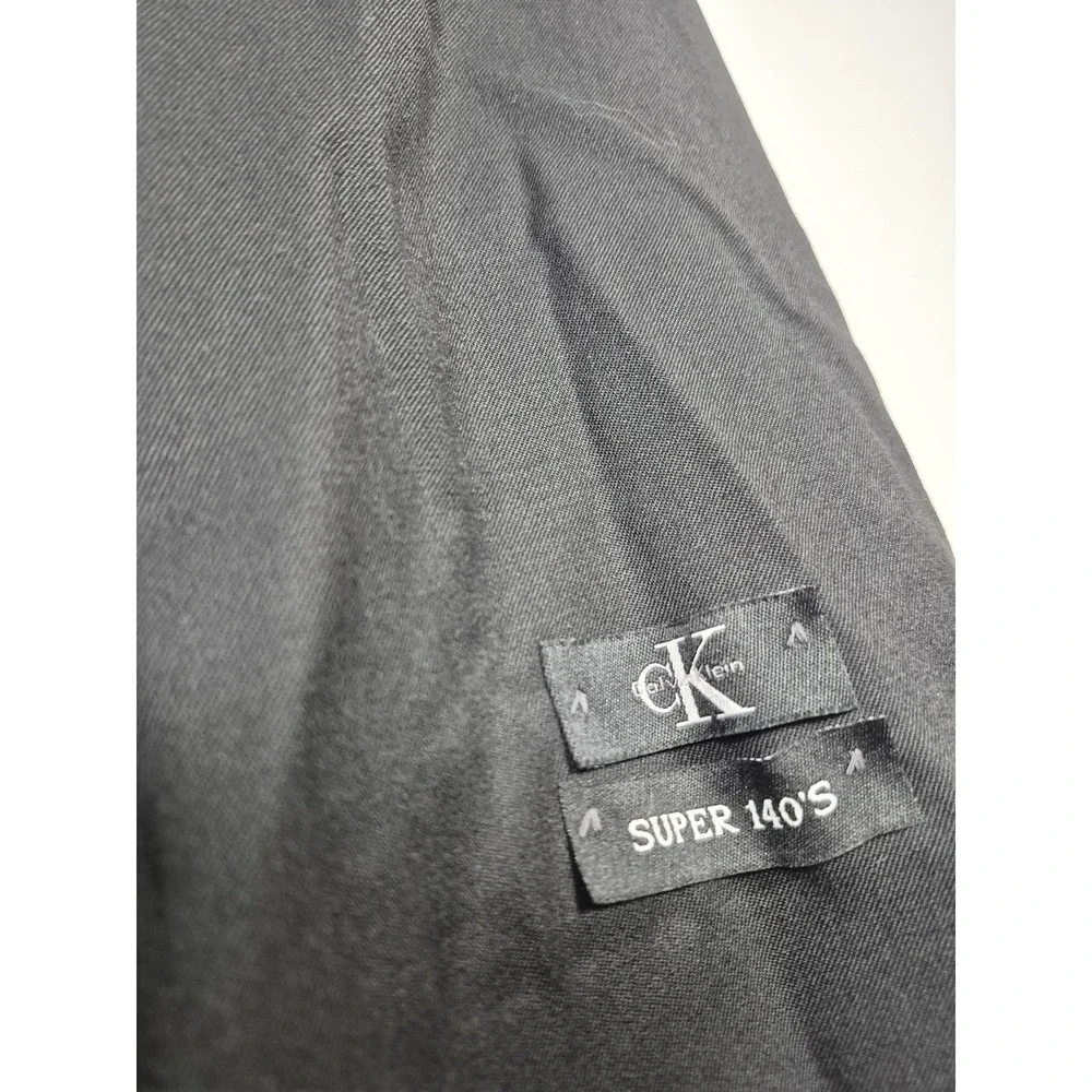 Calvin Klein Suit Mens 50 Long Black Super 140s Wool 2 Piece 45x36 NWT FLAW